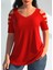 Cottonlab Kadın Kısa Kollu Kollar Şerit Detay V Yaka Viskon Bluz 1