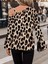 Cottonlab Kadın Uzun Kollu Tek Omuzu Açık Tokalı Leopar Desenli Modal Bluz 5