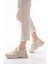 ZRİN-3002 Premium Bej Bağcıklı Fileli Taş Aksesuarlı Günlük Sneaker 2