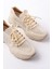 ZRİN-3002 Premium Bej Bağcıklı Fileli Taş Aksesuarlı Günlük Sneaker 4