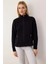Kadın Dik Yaka Standart Kol Regular Kalıp Fermuarlı Örme Sweatshirt Fonksiyonel Dayanıklı Şık 3