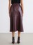 Soulife Bordo Beli Fermuarlı A Kesim Deri Görünümlü Etek 4