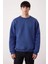 Erkek Bisiklet Yaka Düşük Kol Oversize Kalın Nakışlı Sweatshirt Fonksiyonel Dayanıklı Spor 3