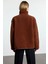 Kadın Dik Yaka Düşük Kol Tam Fermuarlı Peluş Sweatshirt Fonksiyonel Dayanıklı Kaliteli Şık 4