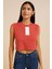Kolsuz Mini Crop Top Kiremit Rengi 1
