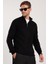 Erkek Slim Fit Dar Kesim Siyah Kazak Fermuarlı Dik Yaka Günlük Stil 7