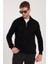 Erkek Slim Fit Dar Kesim Siyah Kazak Fermuarlı Dik Yaka Günlük Stil 9