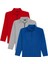 Unisex 3'lü Paket Mavi-Gri-Kırmızı Standart Fit Tüylenme Yapmayan Soğuk Geçirmez Polar Sweatshirt 1