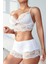 Kadın Beyaz Kaşkorse ve Dantel Detaylı Şortlu Gecelik Takım 3