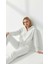 3 Iplik Şardonlu Kapşonlu Fermuarlı Kısa Üst Beyaz PAT8590 1