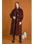 Broş Detaylı Angora Kaban Mont 15231 Kahverengi 1
