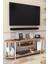 Modern Tv Ünitesi Ahşap Raflı 2 Katlı Televizyon Sehpası Minimalist,dayanıklı, Tv Standı Beyaz Demir 2