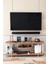 Modern Tv Ünitesi Ahşap Raflı 2 Katlı Televizyon Sehpası Minimalist,dayanıklı, Tv Standı Beyaz Demir 3