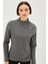 Scuba Kumaş Dik Yaka Fermuar Detaylı Antrasit Regular Örme Sweatshirt 3