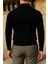 Erkek Slim Fit Yarım Balıkçı Yaka Siyah Kazak 5