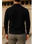 Erkek Slim Fit Yarım Balıkçı Yaka Siyah Kazak 6