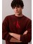 Uzun Kollu Pamuklu Kaşmir 3D Logolu Bisiklet Yaka Erkek Kırmızı Kazak LV04RD305G-XWI 4