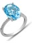 Gümüş Ice Cut Oval Mavi Zirkon Taşlı Kadın Yüzük 1