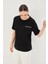 Ribana Detaylı Siyah Bisiklet Yaka Regular Örme Tişört 1