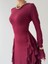 Fırfır Detaylı Bordo Şık Elbise 4
