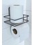 ® Kendiliğinden Yapışkanlı Tuvalet Kağıdı Tutacağı ve Yedek Raf - Siyah Modern Metal Tasarım 6