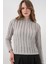 Kadın Bdart Dokulu Slim Fit Dik Yaka Bluz Gri 3