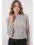 Kadın Bdart Dokulu Slim Fit Dik Yaka Bluz Gri 4