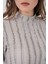 Kadın Bdart Dokulu Slim Fit Dik Yaka Bluz Gri 5