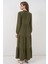 Kadın Bdart Fiyonk Detaylı Viskon Maxi Elbise Haki Yeşil 6