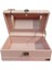 Şık Topuzlu Aynalı Deri Makyaj ve Tıraş Kutusu, Pudra Renk 2