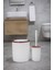 Şık Kahve Beyaz 2’li Banyo Seti, 6l Çöp Kovası ve Wc Fırçalık Takımı 2