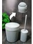 Çiftli Akrilik Banyo Çöp Kovası ve Tuvalet Fırçası Seti Gri 1