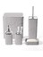 5 Parça Banyo Seti, Kalp Desenli, Gri Silver, Kare, Click Kapak, 8l 1