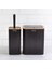 Çizgili 2'li Ahşap Desenli Banyo Aksesuar Seti Siyah 1
