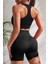Kadın Siyah Bel Çapraz Sırt Detaylı Şortlu Gecelik Takım 5