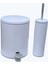 Prizma Nova Çelik Çöp Kovası ve Wc Tuvalet Fırçası Seti Beyaz 1