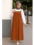 Kadın Kahverengi Ayarlanabilir Askılı Jile Elbise 1