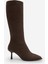 Kadın Sivri Burun Yarım Fermuarlı Ince Topuklu Çizme Lavisa Kahve Süet 3
