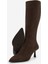 Kadın Sivri Burun Yarım Fermuarlı Ince Topuklu Çizme Lavisa Kahve Süet 8
