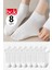Unisex 8 Çift Pamuklu Basic Derbili Çorap (Siyah-Beyaz) 1