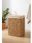 Dikdörtgen Katlanabilir Kelebek Desenli Hasır Bambu Kirli Çamaşır Sepeti Kahverengi - CL-11045 2