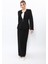 Sıfır Yaka Ön Robalı Ceket & Uzun Düz Dar Etek-Siyah 5