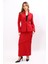 Hakim Yaka Tek Agraflı Düz Ceket & Uzun Düz Dar Etek-Kırmızı 3