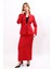 Hakim Yaka Tek Agraflı Düz Ceket & Uzun Düz Dar Etek-Kırmızı 5