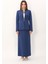 Hakim Yaka Tek Agraflı Düz Ceket & Uzun Düz Dar Etek-Indigo 4