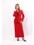 Sıfır Yaka Ön Robalı Ceket & Uzun Düz Dar Etek-Kırmızı 6