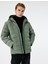 Kapüşonlu Uzun Kollu Fermuarlı Cepli Kışlık Şişme Mont 1