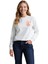 Kadın Beyaz Baskılı Sweatshirt 1