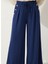 Cepte Düğme Detaylı Beli Lastikli Geniş Kesim Kloş Double Krep Kumaş Pantolon Etek -31010 2