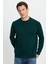 Erkek Relax Fit Rahat Kesim Uzun Kollu Ekstra Yumuşak bisiklet Yaka Yeşil Sweatshirt 1